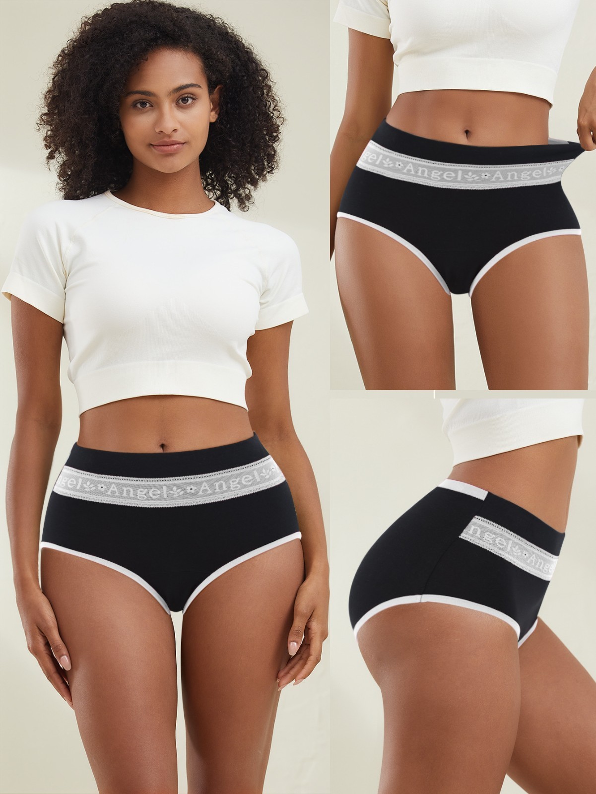 4 Pack High Waist Colorblock Jacquard Panties – Butt Lift Tummy Control Bikini