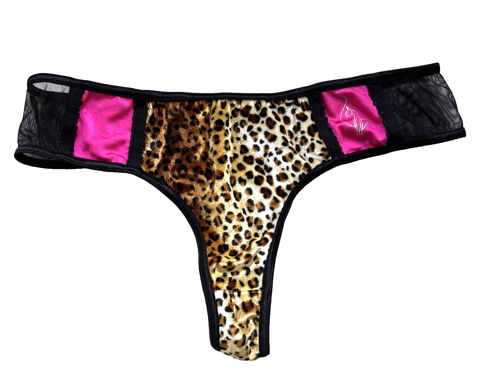 Baby Phat Leopard Print and Mesh Thong Size Medium Vintage Y2K