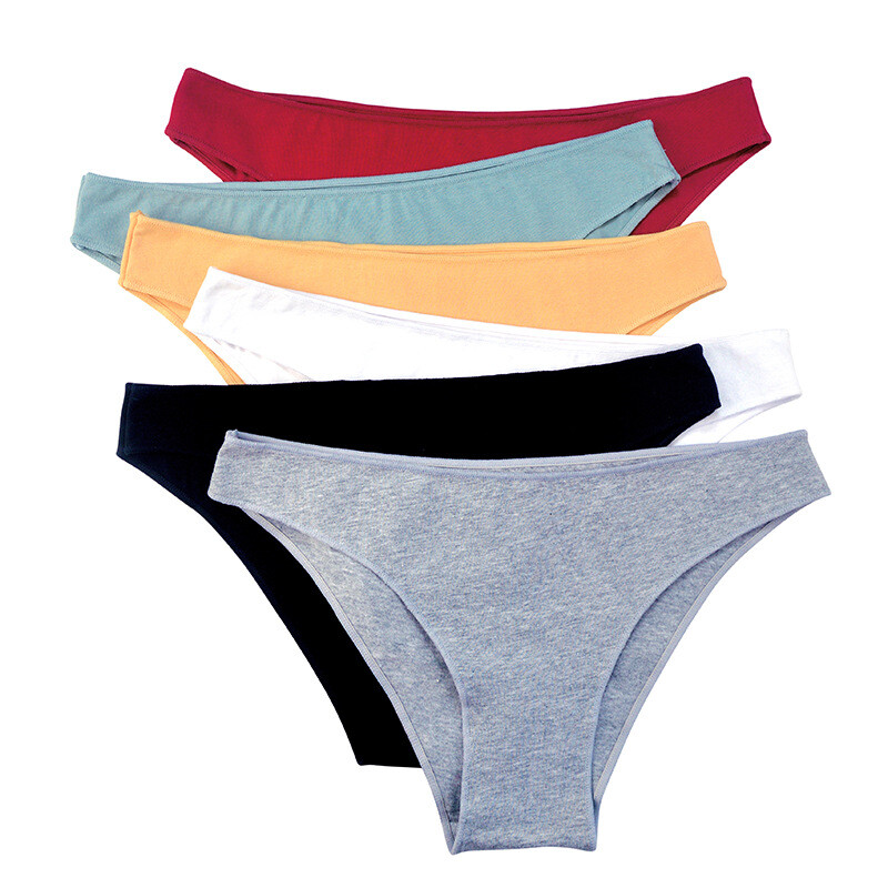 6 Pack Lot Sexy Womens Cotton Panties Brief Low Waist Ladies Lingeries Underwear