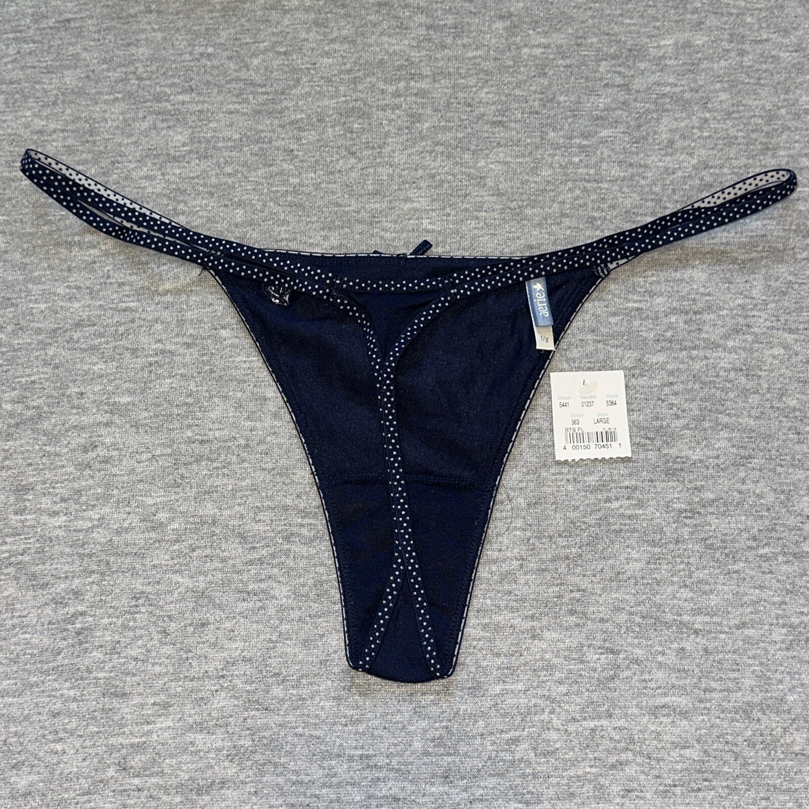 NWT American Eagle Aerie Vintage Double String Strappy Thong Dark Blue Large