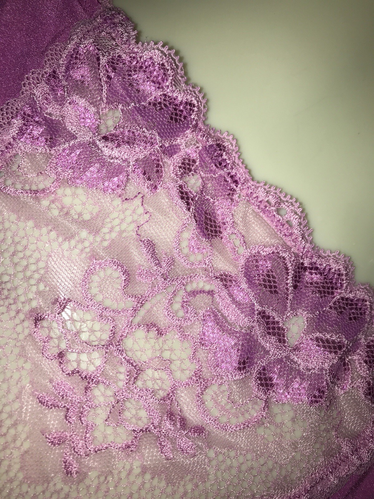 ADORE ME~Womens Sheer Pink Embroidered Lace HI CUT Pink LARGE L Thong Panty NWT