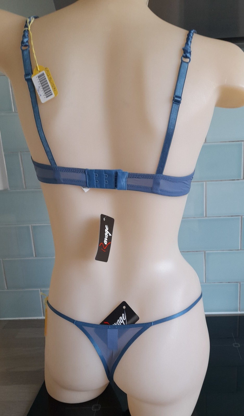 Ravage Blue Diamond Pleated Collection R44632-049-1,2 3 or 4, String Sided Thong