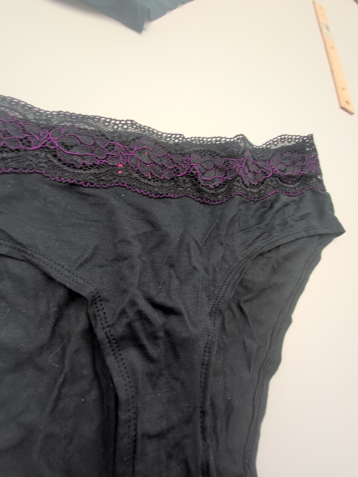 NWT LA SENZA Modal Cotton Purple Black Dark Teal underwear Hipsters SZ L (Read)