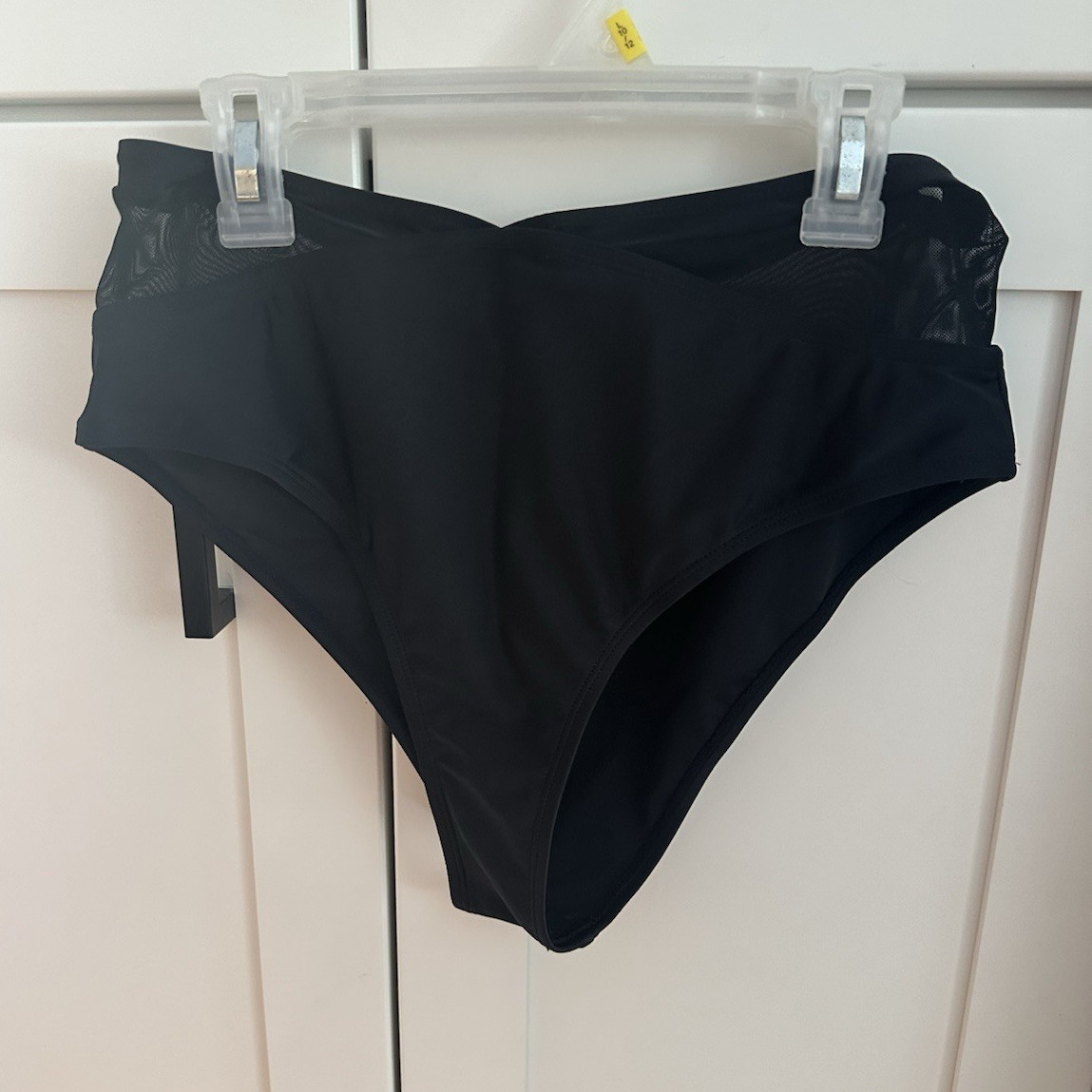 Women’s Black Solid swimsuit bottom Mesh Sides Stretch Polyamide/Elastane Size M