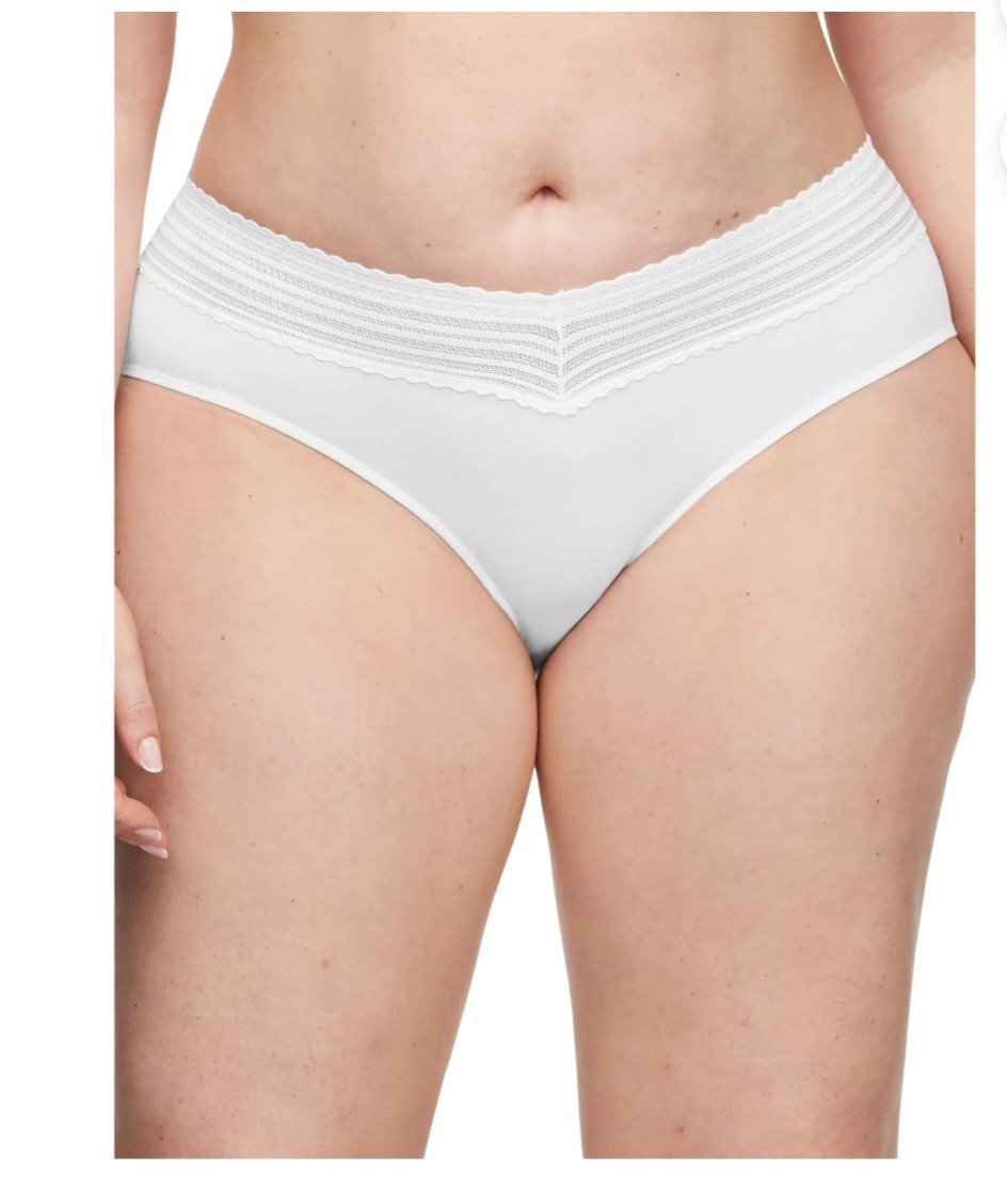 Warners Womens 3pc Dig-Free Cotton Lace Hipster Panty Set Sz XL Black White Pink