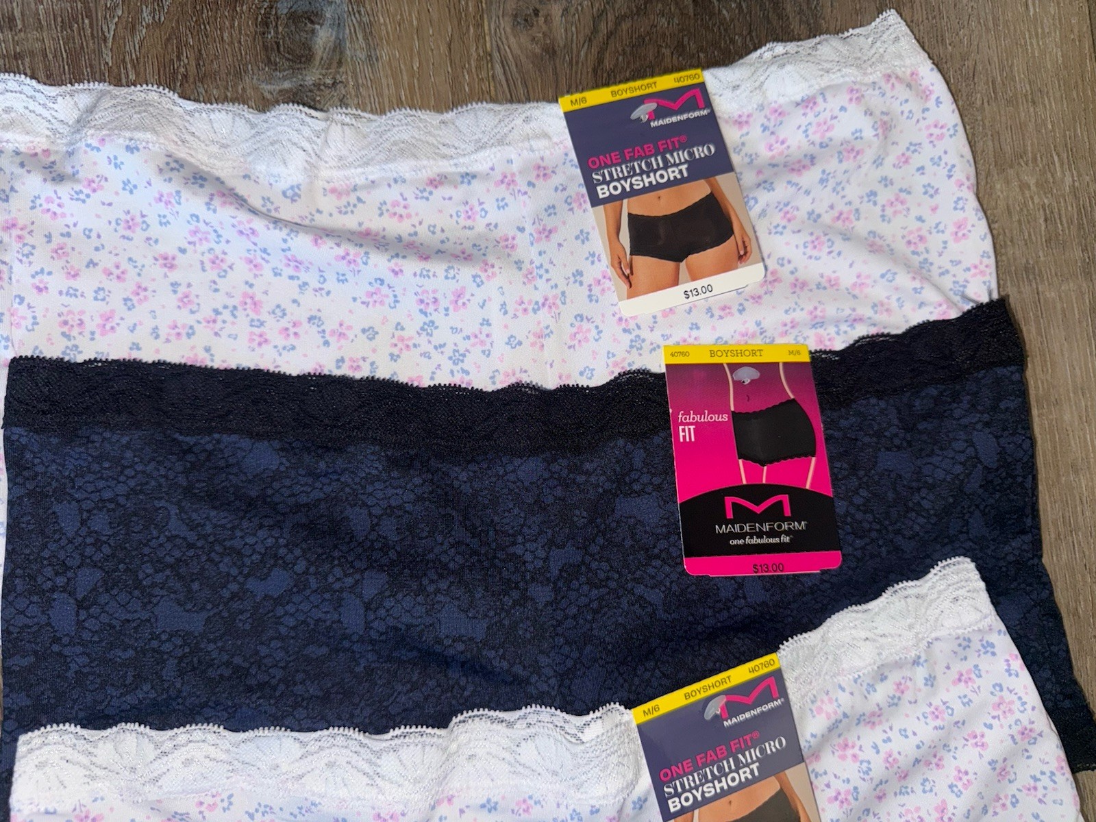 Maidenform 3-Pair Women’s Boyshort Underwear Polyester Blend Stretch (B) ~ M