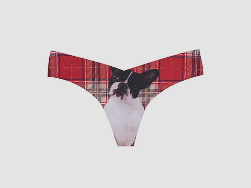$76 Commando Women’s Red Printed Photo Bully Realistic Thong Bottom Size S/M