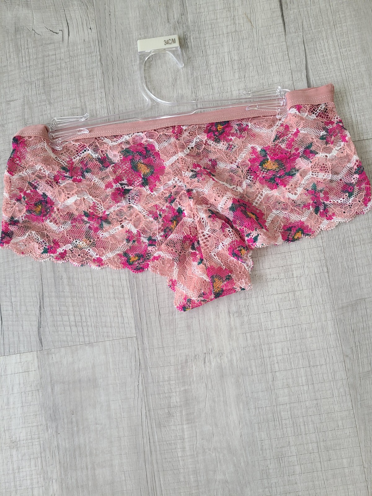 New Body Frosting Panties M Cheeky Sheer sexy Pink lace boy shorts Underwear