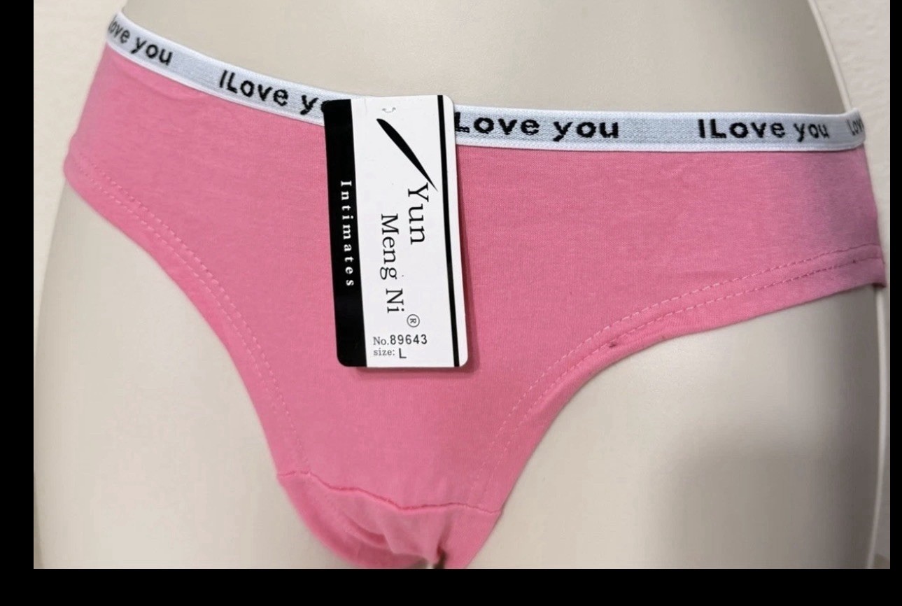 Yun Meng Ni Pink Cotton Solid Bikini Panties Logo Accent Women’s Size L