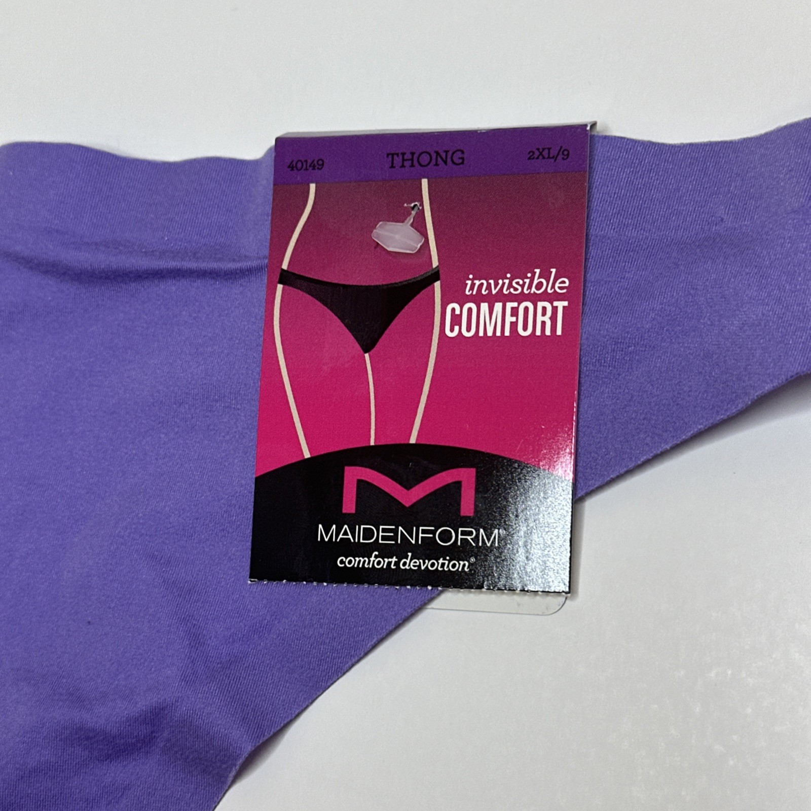 MAIDENFORM Comfort Devotion Tailored Lively Lavender Thong Panty Womens 2XL/9