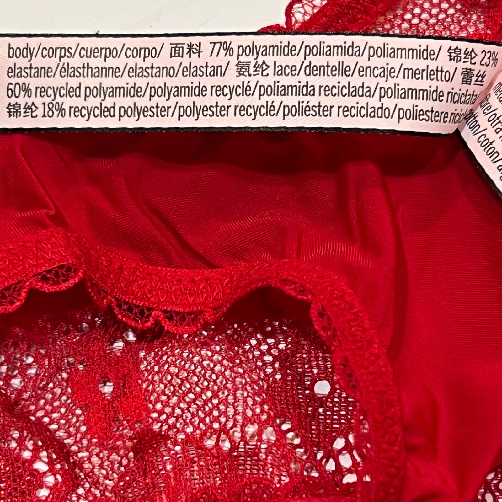 NWT VICTORIA’S SECRET Body By Victoria Thong Sz XXL Red Sparkle Lace