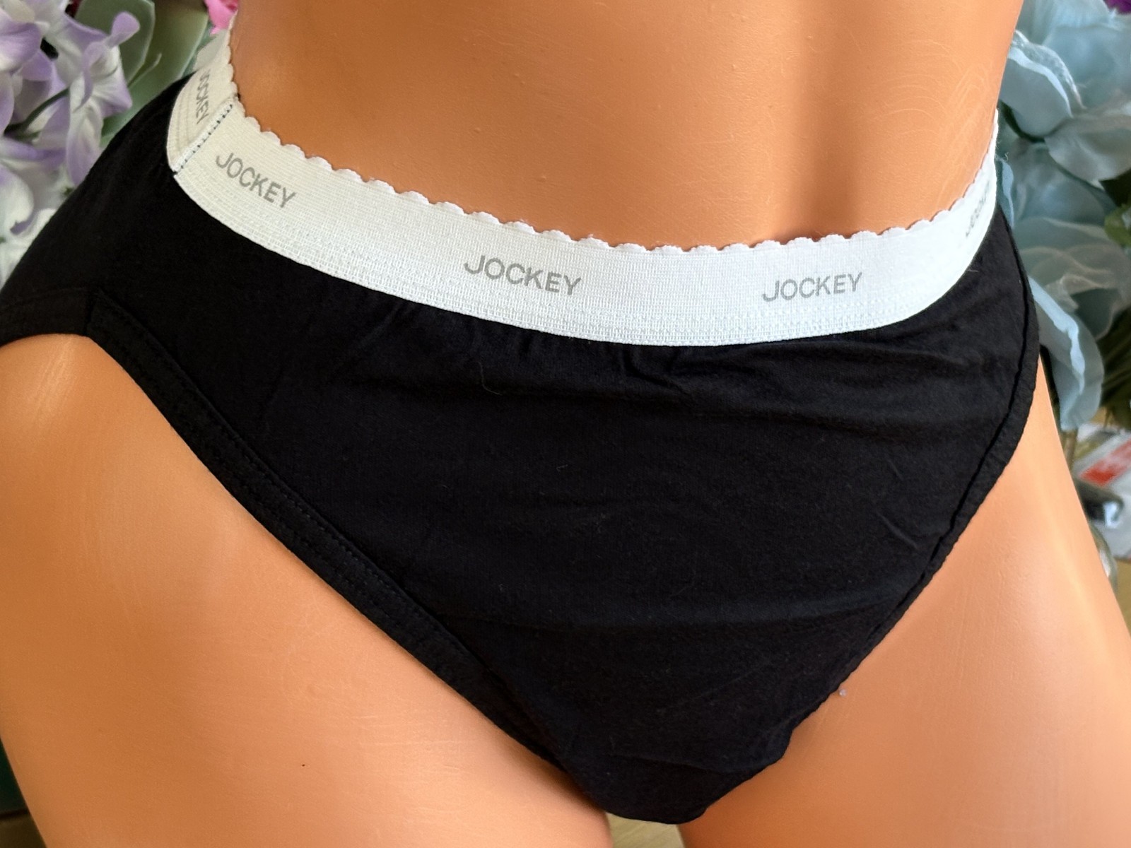 JOCKEY Medium BLACK Wide Waist French Hi Cut Leg Brief Panties #10 NWOT