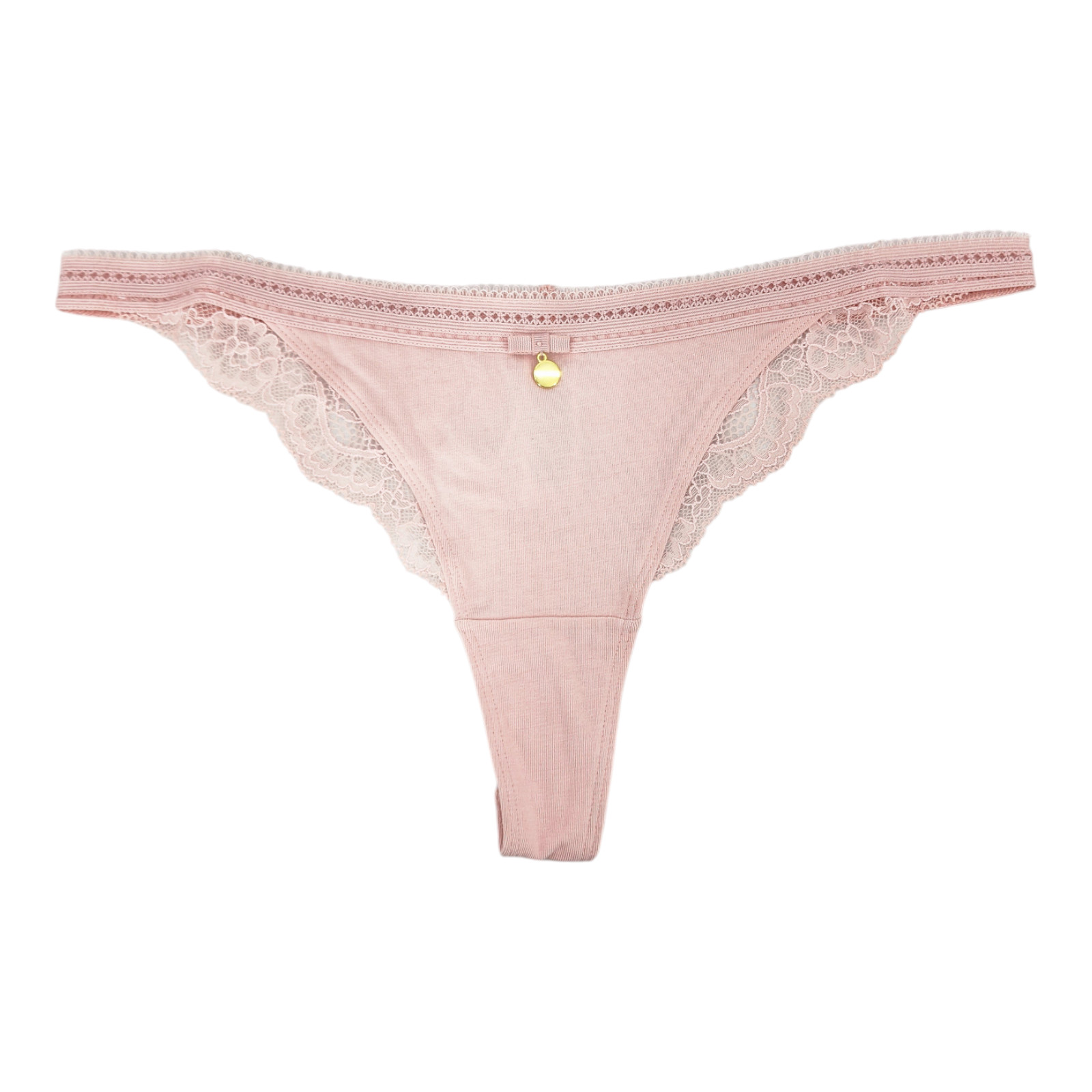 M&S Collection Cotton & Lace Tanga Garter Style Thong