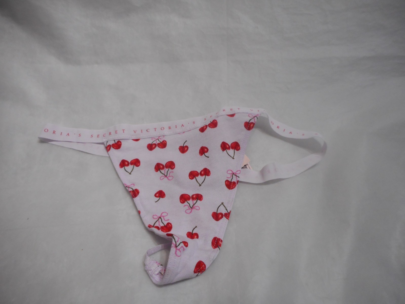 Victoria’s Secret Women’s White Multicolor Cherry V String Panty Medium