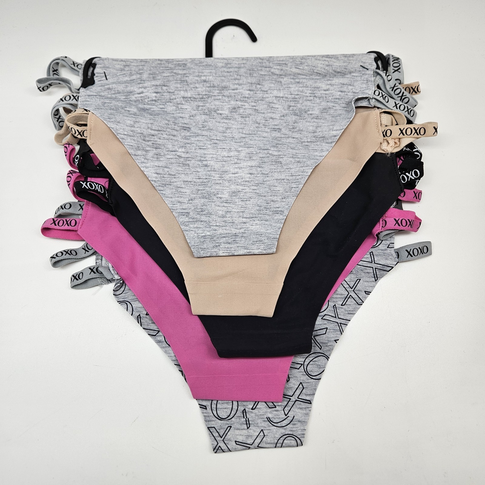 XOXO 5 Pack Women’s S M L XL Microfiber Side Strap Bikini Gray Beige Black Pink