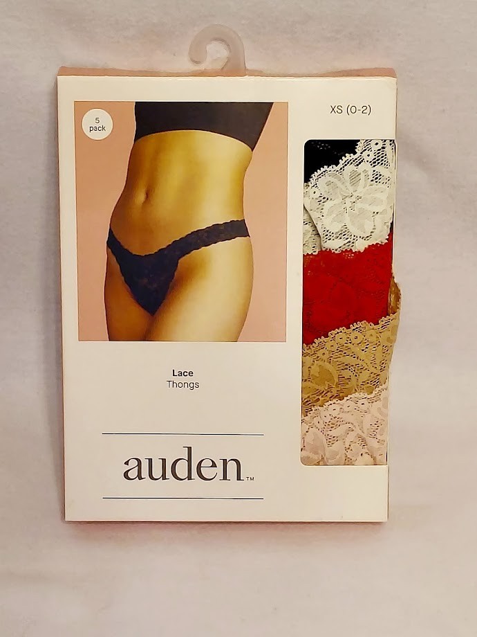 NWT Auden 5 Pack Lace Thong Panties Colors Shown Size XSmall (0-2)