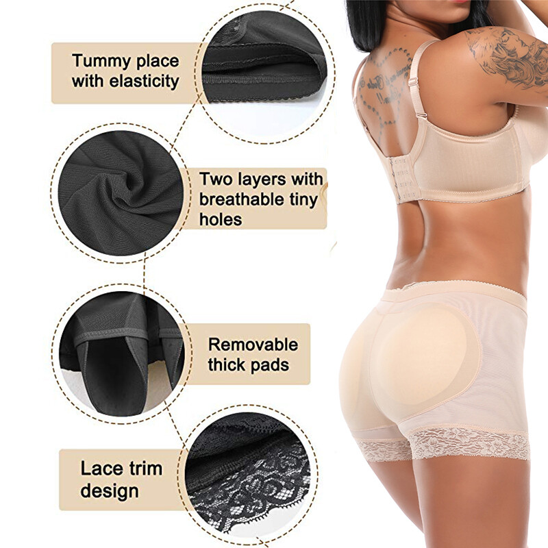 Women High Waist Padded Shapewear Tummy Control Butt Lifter Hip Enhancer Pants