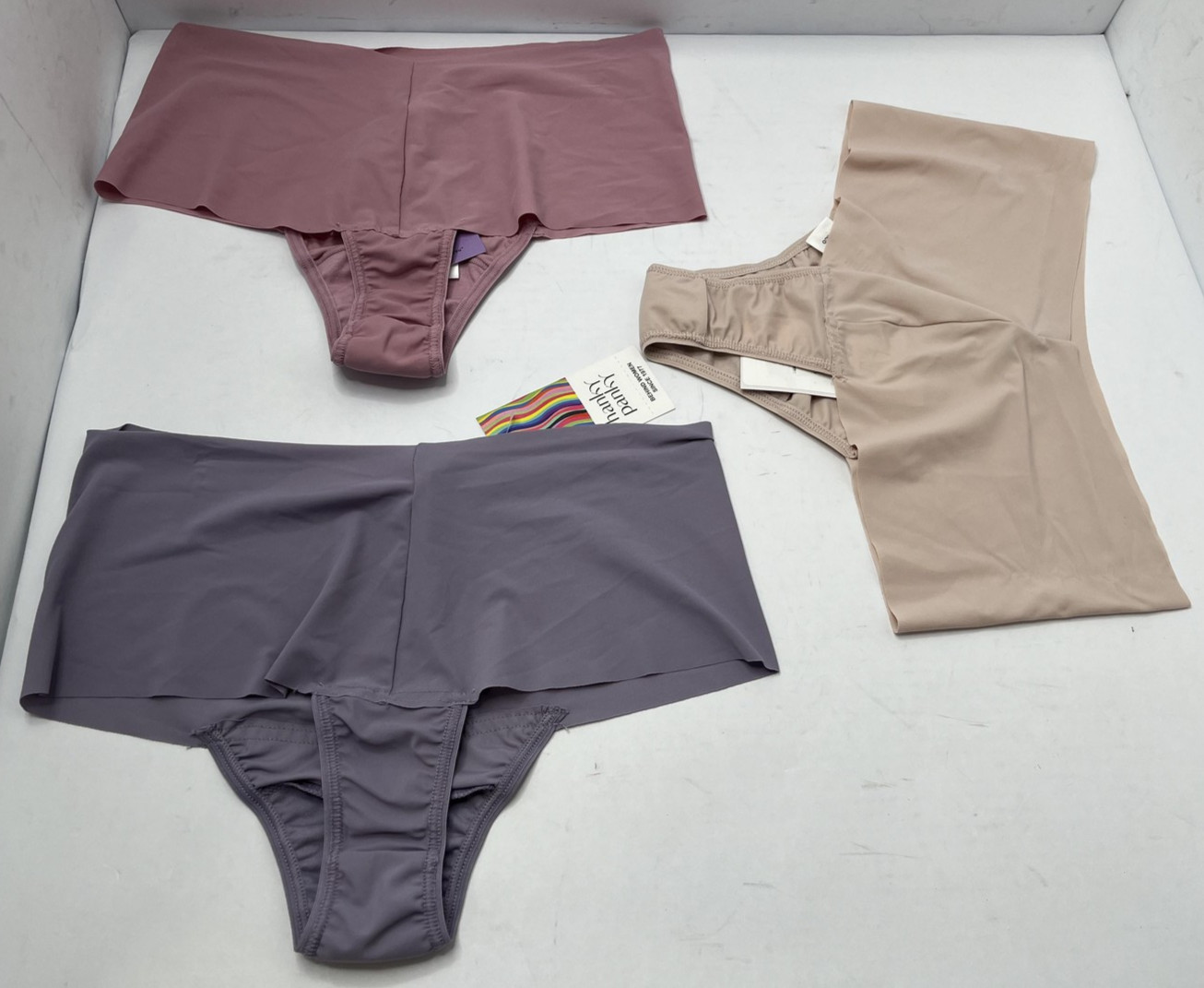 Hanky Panky 3pk Panties Womens Small Rose Nude Purple BreatheSoft Thong Stretch
