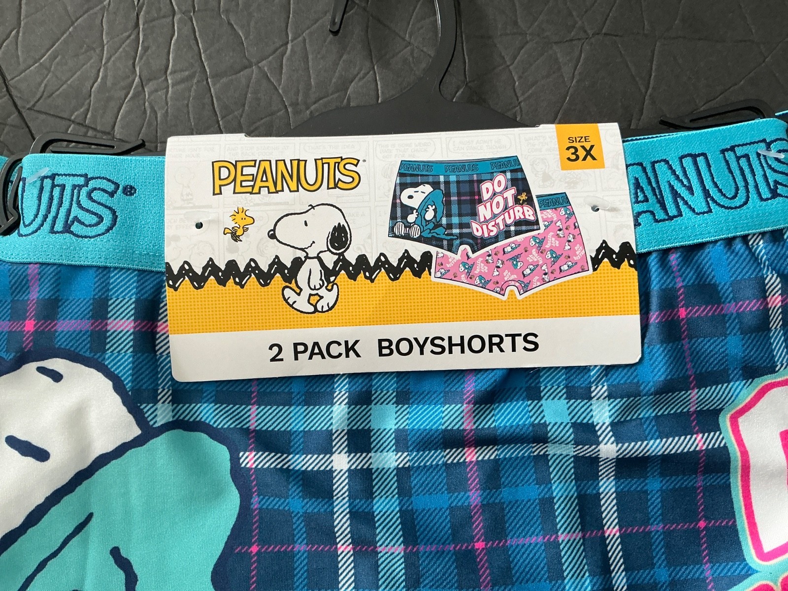 PEANUTS SNOOPY WOMENS 2 PACK BOY SHORTS UNDERWEAR Size 3X NWT Do Not Disturb