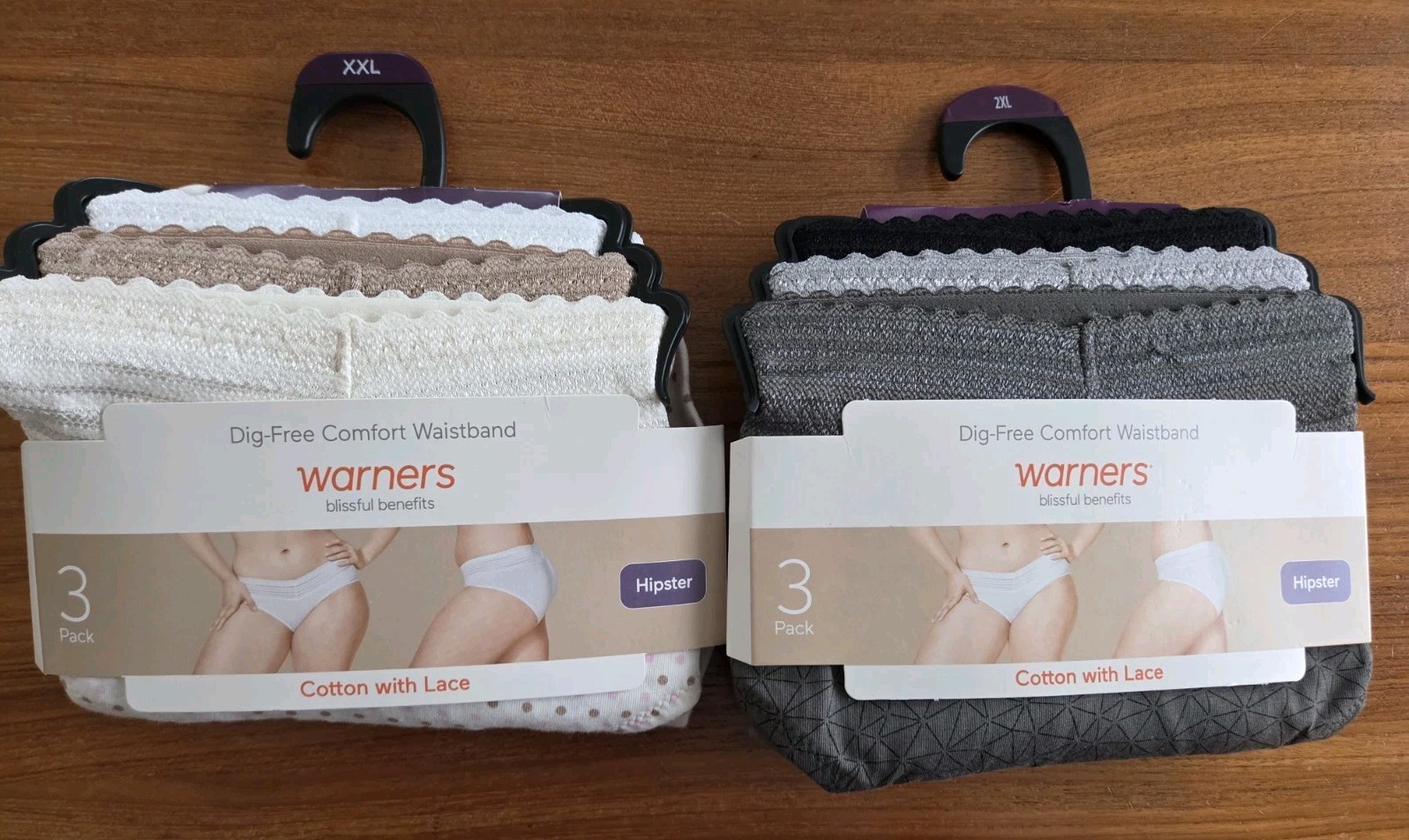 Warner’s Blissful Benefits XXL 2XL Cotton Lace Hipster Panties 6 PACK #214-4240