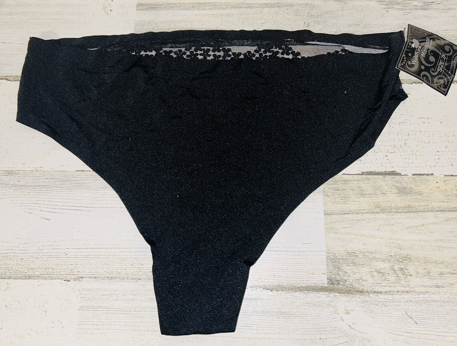 SPLENDIES PLUS 2X BLACK NEW THONG PANTIES NEW W TAGS LACE ACCENTS SOFT PRETTY
