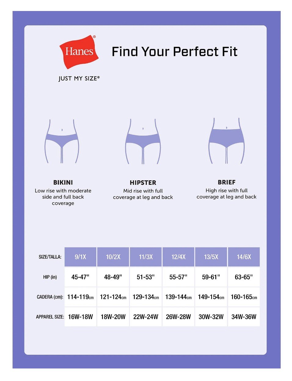 5-Pack HANES Just My Size Women’s 13/5X Hipsters Mesh Tagless Underwear JMS