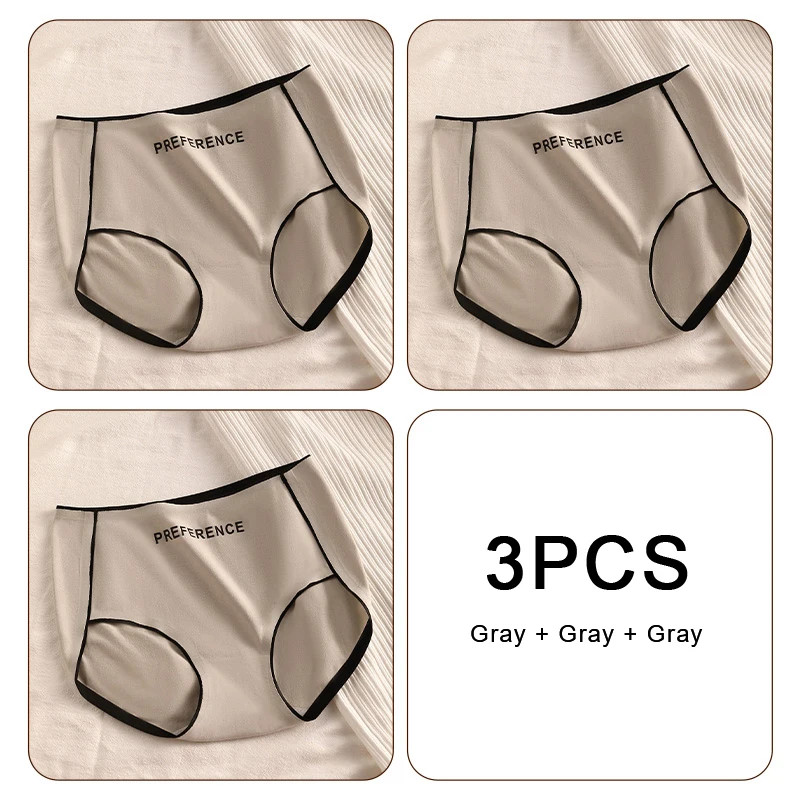 Cotton Seamless Briefs High Waist Letter Print Women’s Underwear 3 Pcs