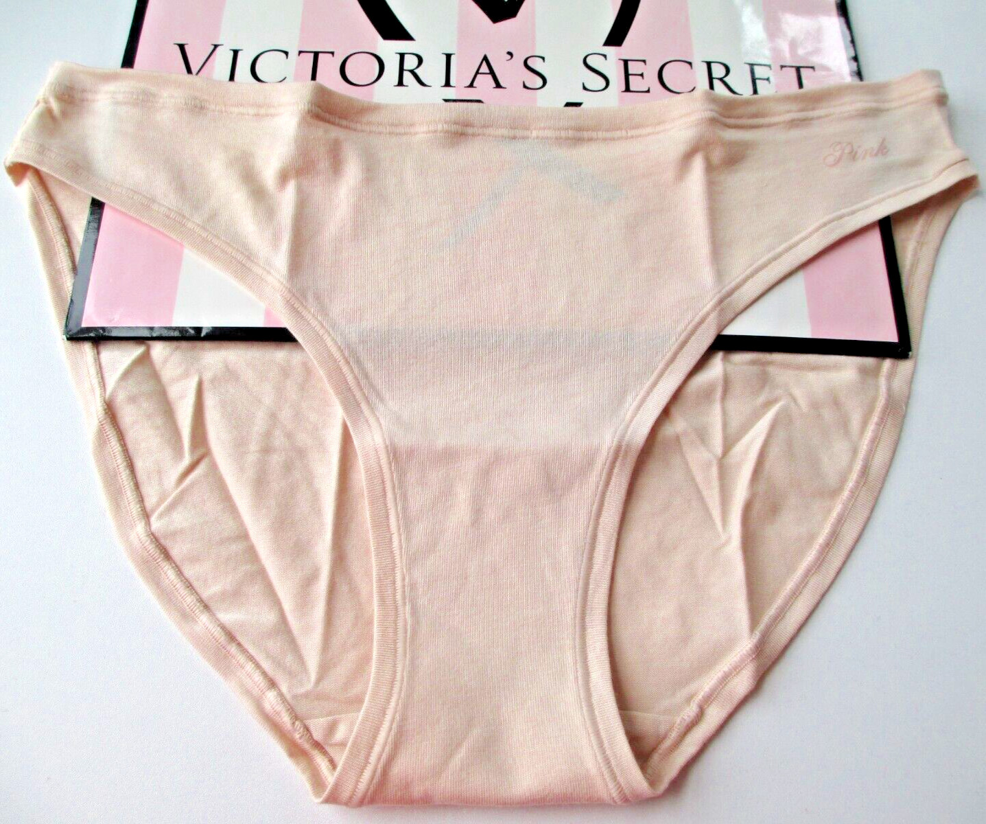VICTORIA’S SECRET PINK Cotton Bikini Panty L Ivory NWT Marzipan VS