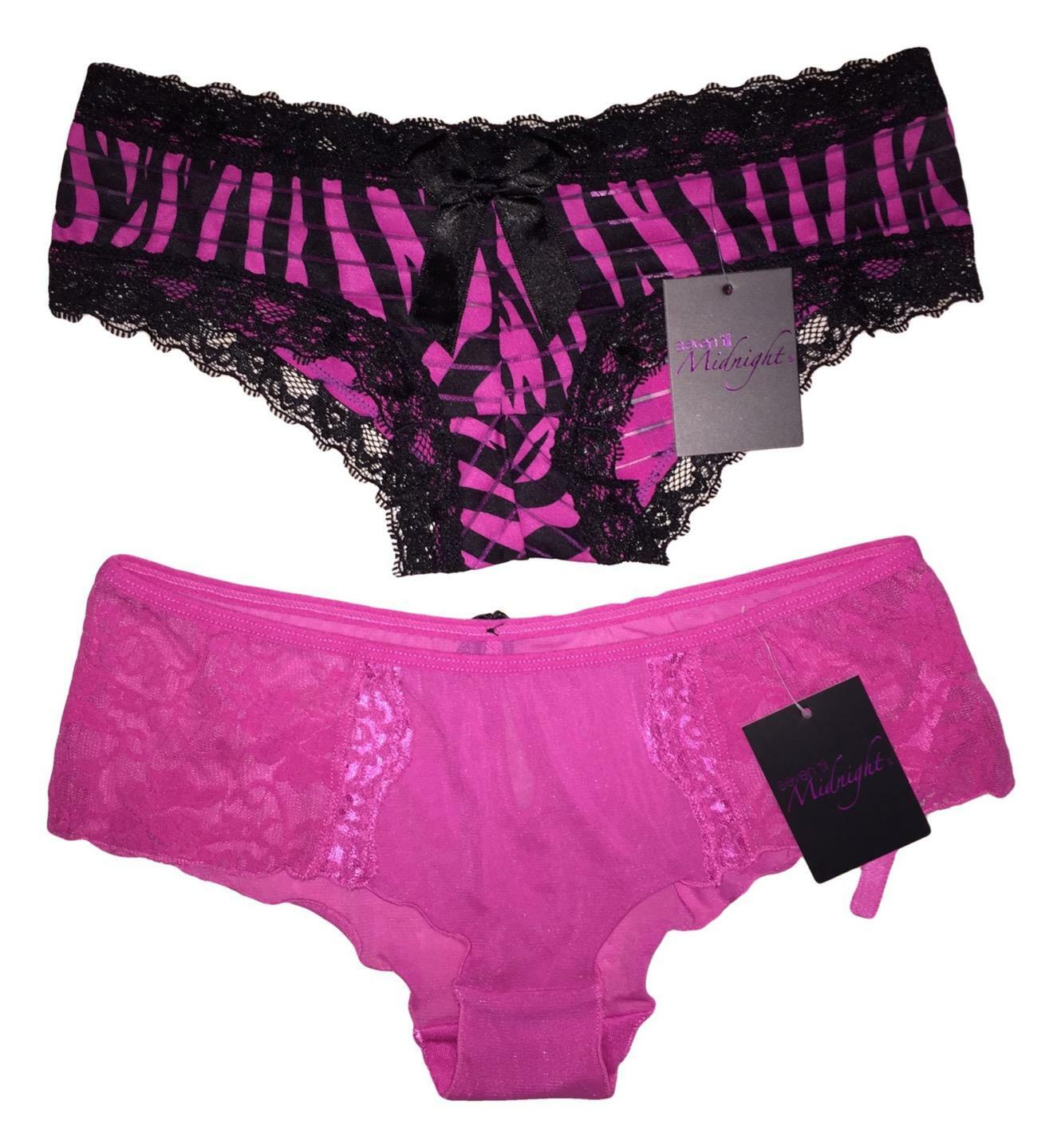 2 PAIR SEXY LOW RISE CHEEKY ZEBRA BLACK PINK PANTIES LINGERIE SIZE S SV9311 9397