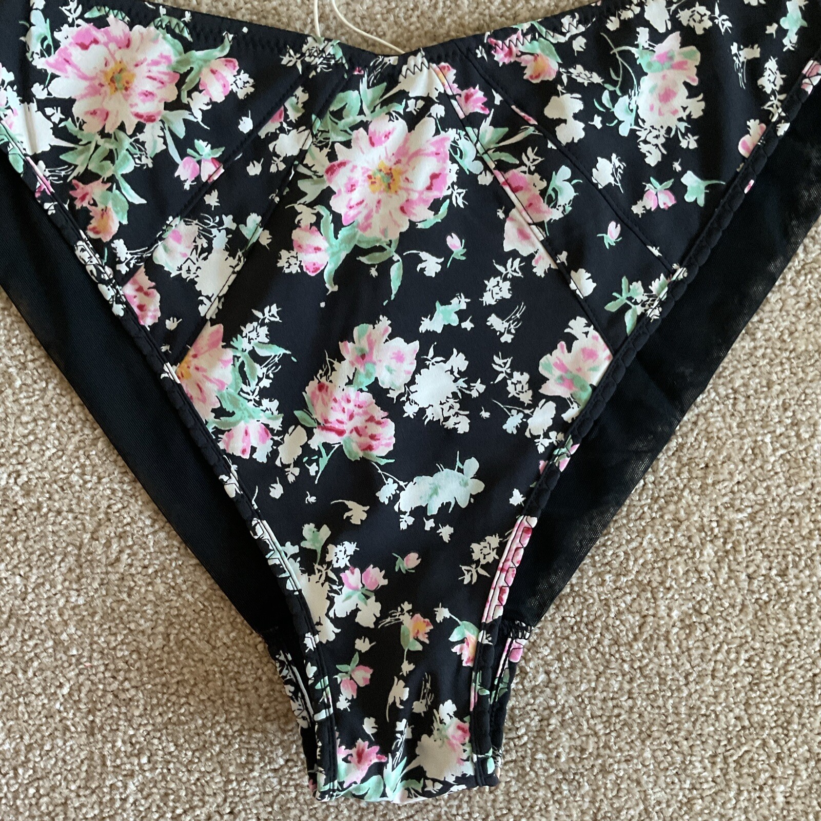 M&S Size 14 X Ghost Pretty Miami Brazilian Knickers Black Mix Pink Floral Soft