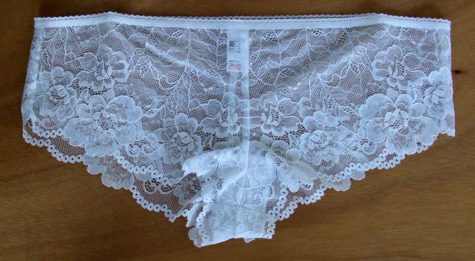 EX Chainstore size 10 low rise knickers panties stretch briefs floral lace White