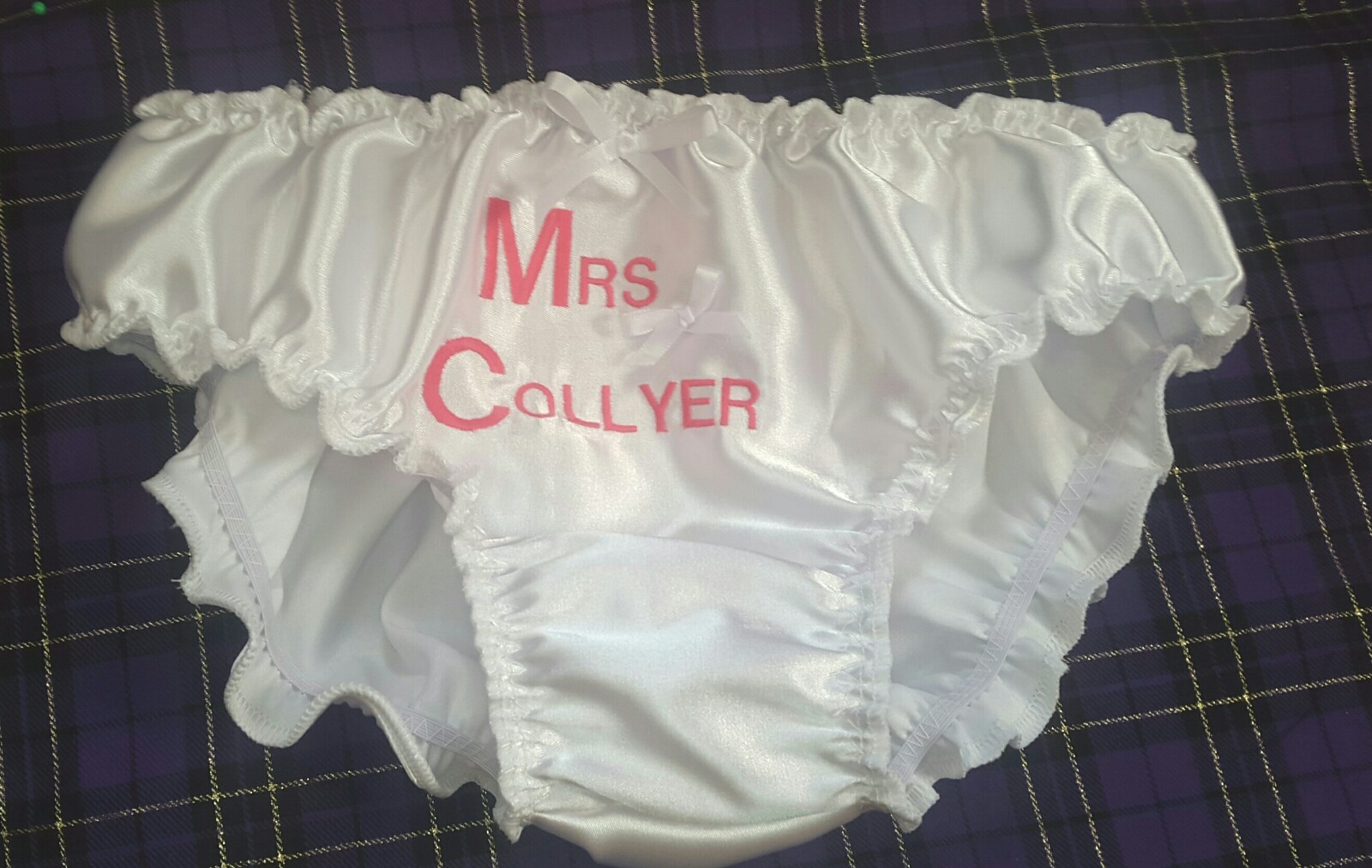 🌸MADE TO ORDER* Personalised EMBROIDERED “SATIN SISSY” Knickers any colour🌸