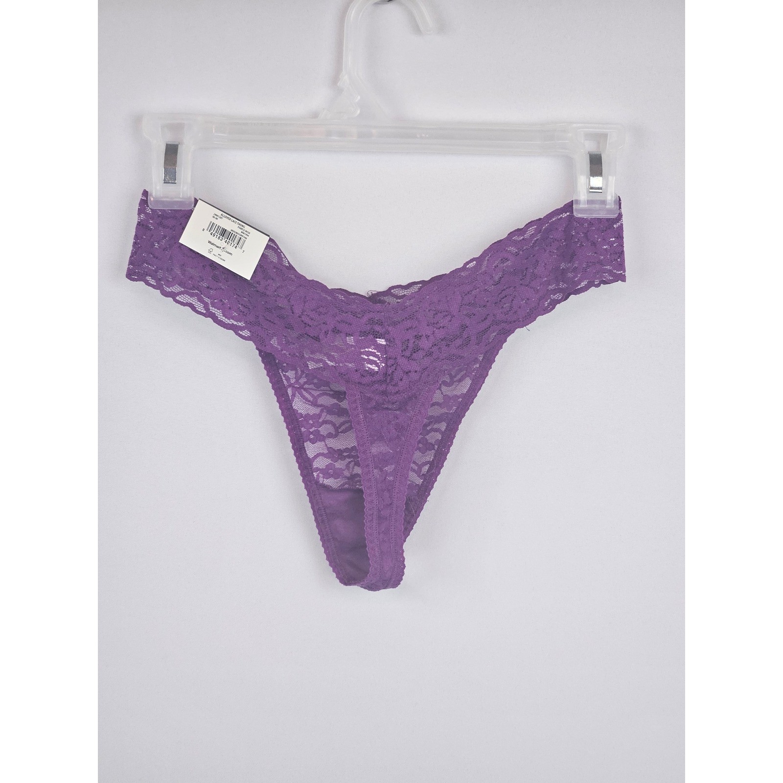 No Boundaries Womens Purple Floral Lace Thong Panty Size Large New With Tags