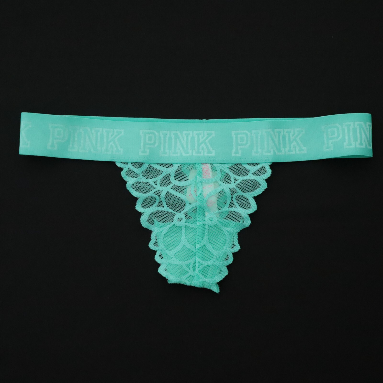 NEW Victoria’s Secret VTG 2016 PINK Lace Thick Logo Thong Panty XS X-SMALL