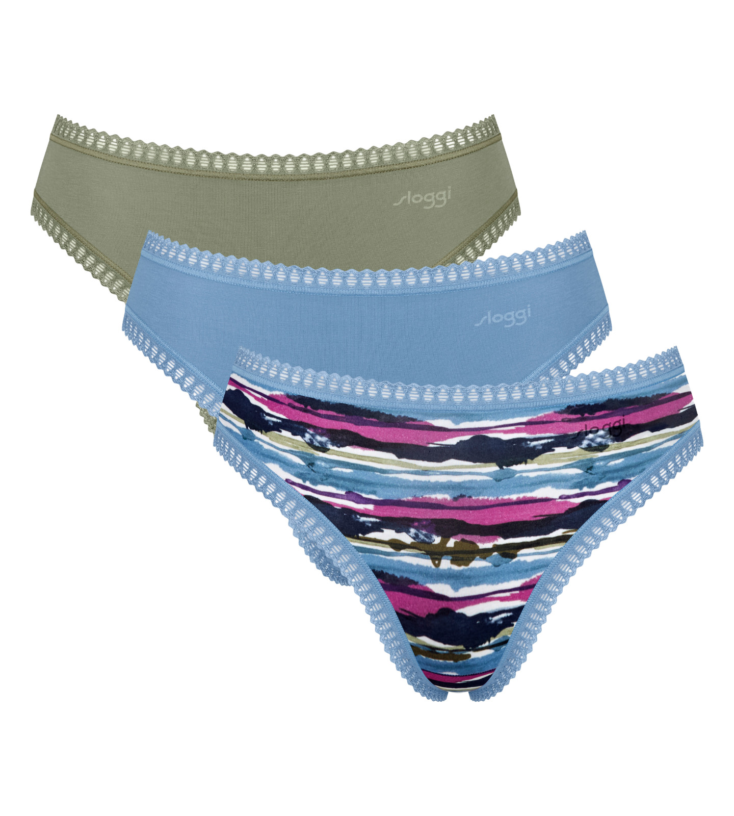 Sloggi GO Crush High Leg Knickers 3 Pack Tai Briefs 10219672