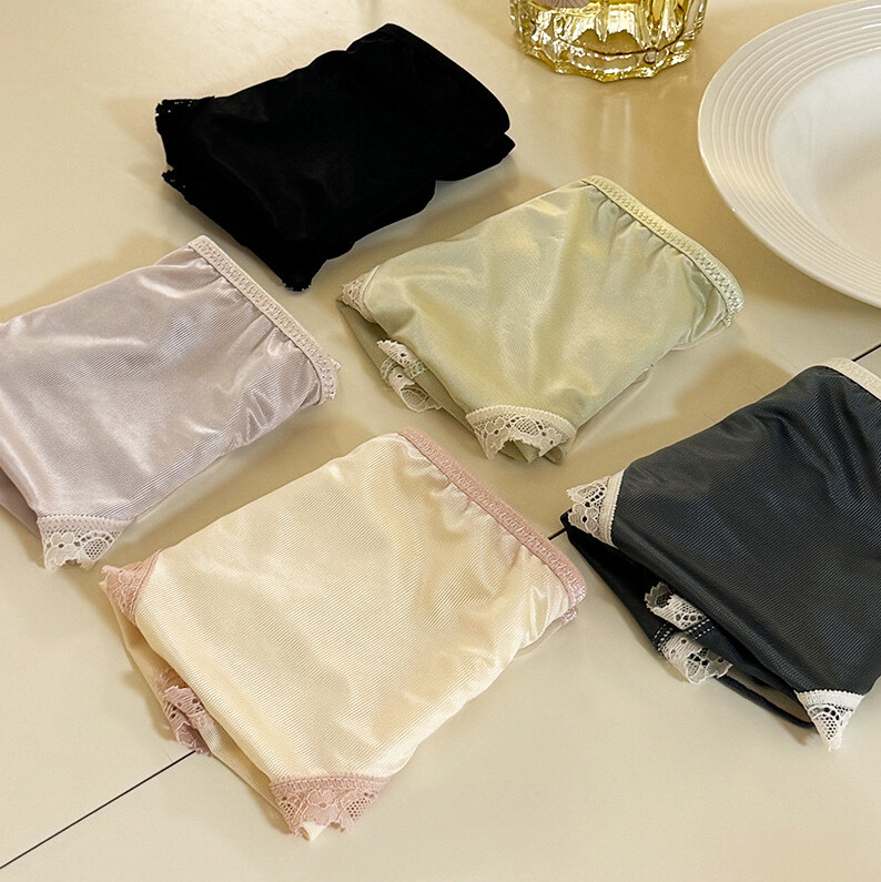 5 Pack Lot Sexy Womens Thin Satin Panties Briefs Sheer French Ladies Lingeries