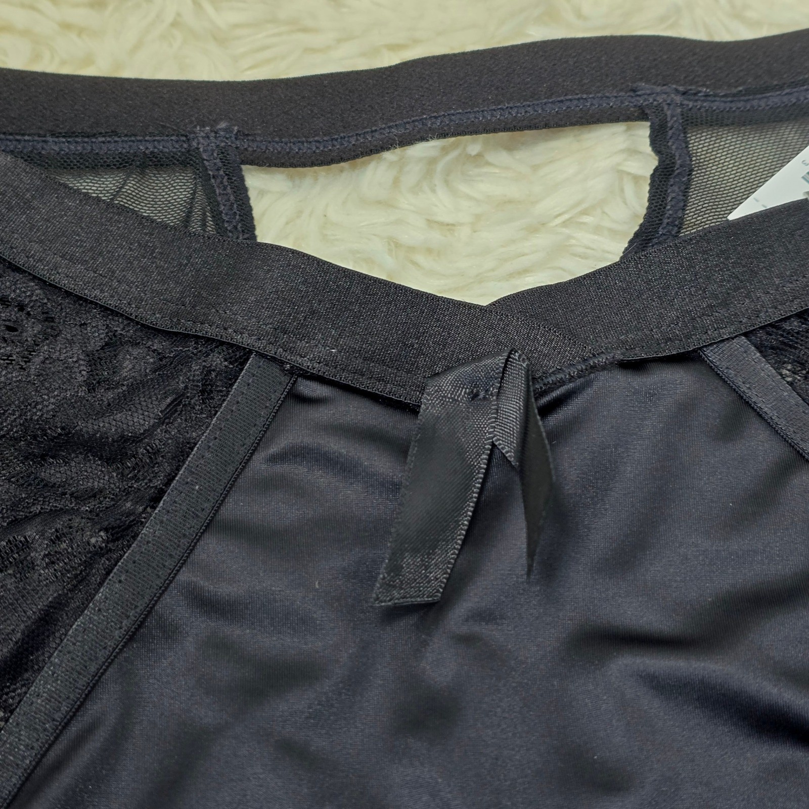Torrid Satin and Lace Retro Tanga Panty Womens 5 Black High Waist Lingerie