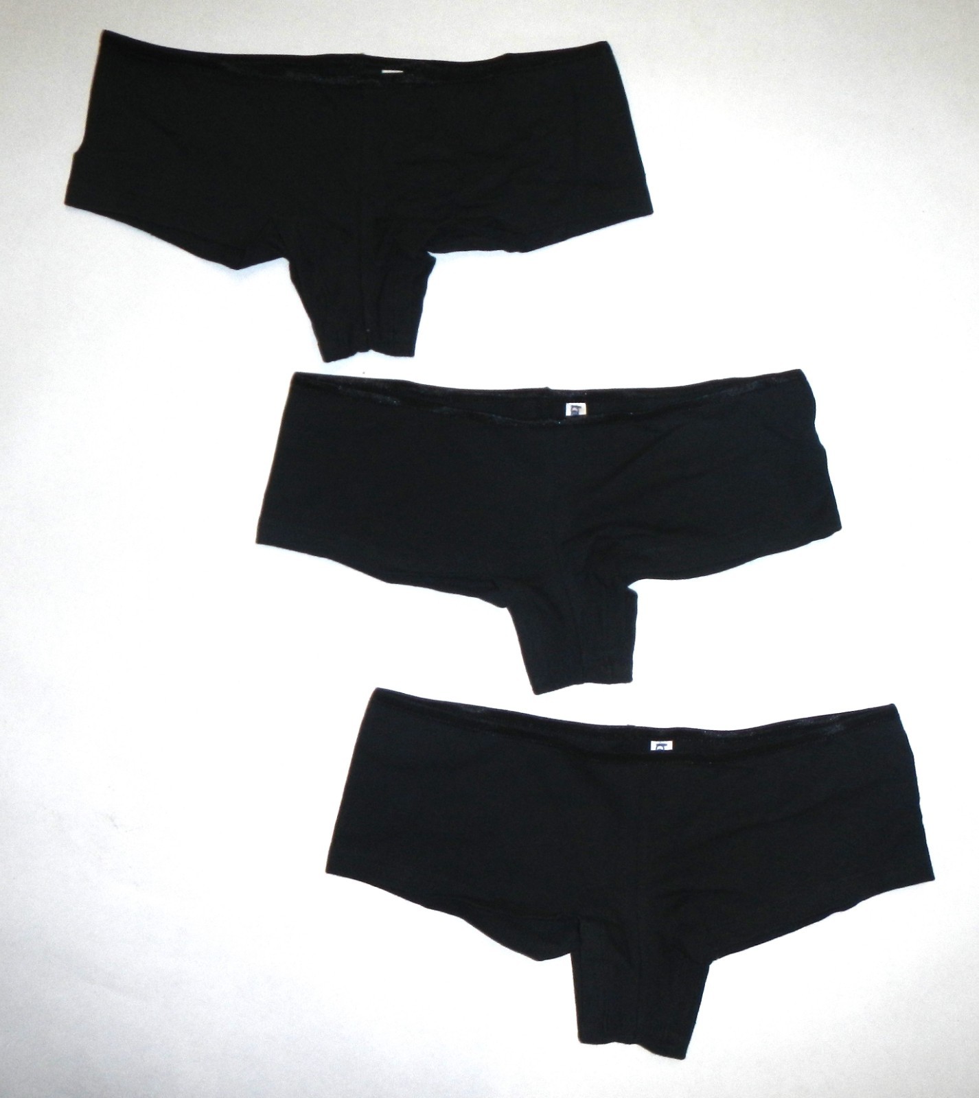 Bella Womens Cotton Spandex Black Shortie Boyshorts Large 3pk