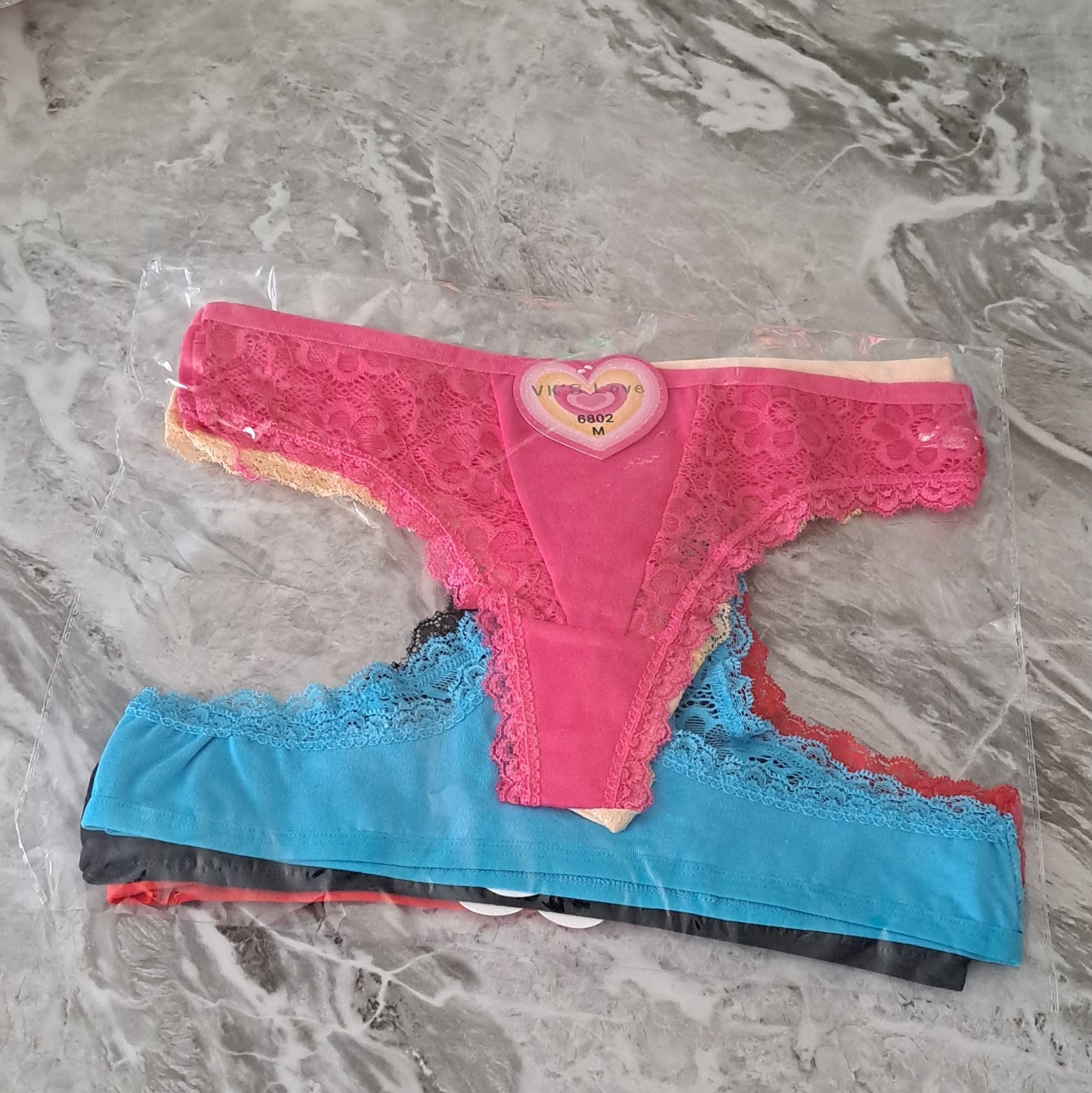 Women’s Lace Thong/String Panties 5 Pack Multicolor Size M Stretch MPN 6802