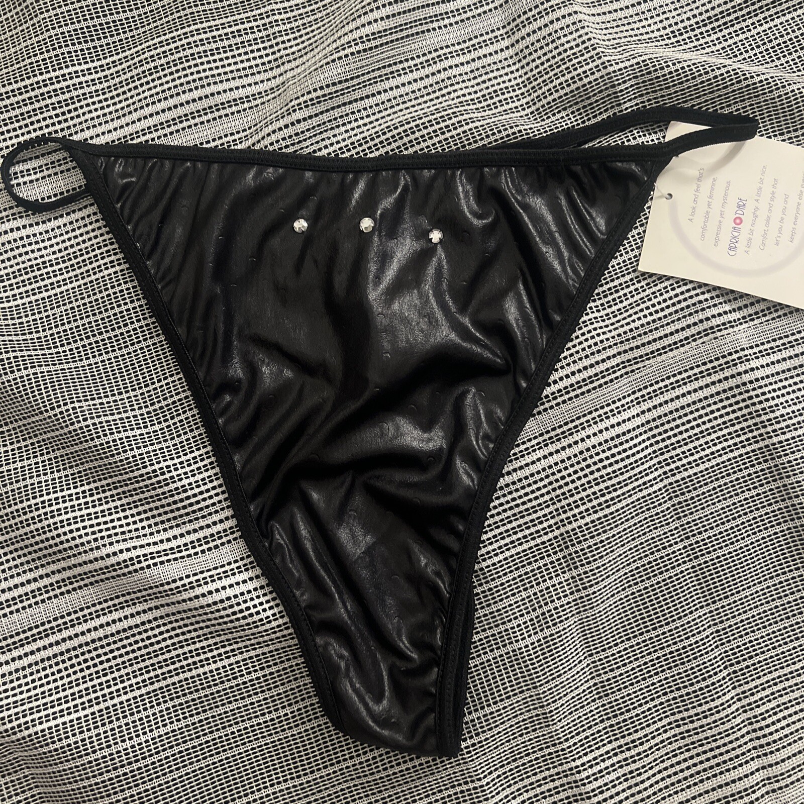 VINTAGE WOMEN’S PANTIES THONGS CAPRICIA O’DARE SIZE 8 BLACK BODY 100% POLYESTER