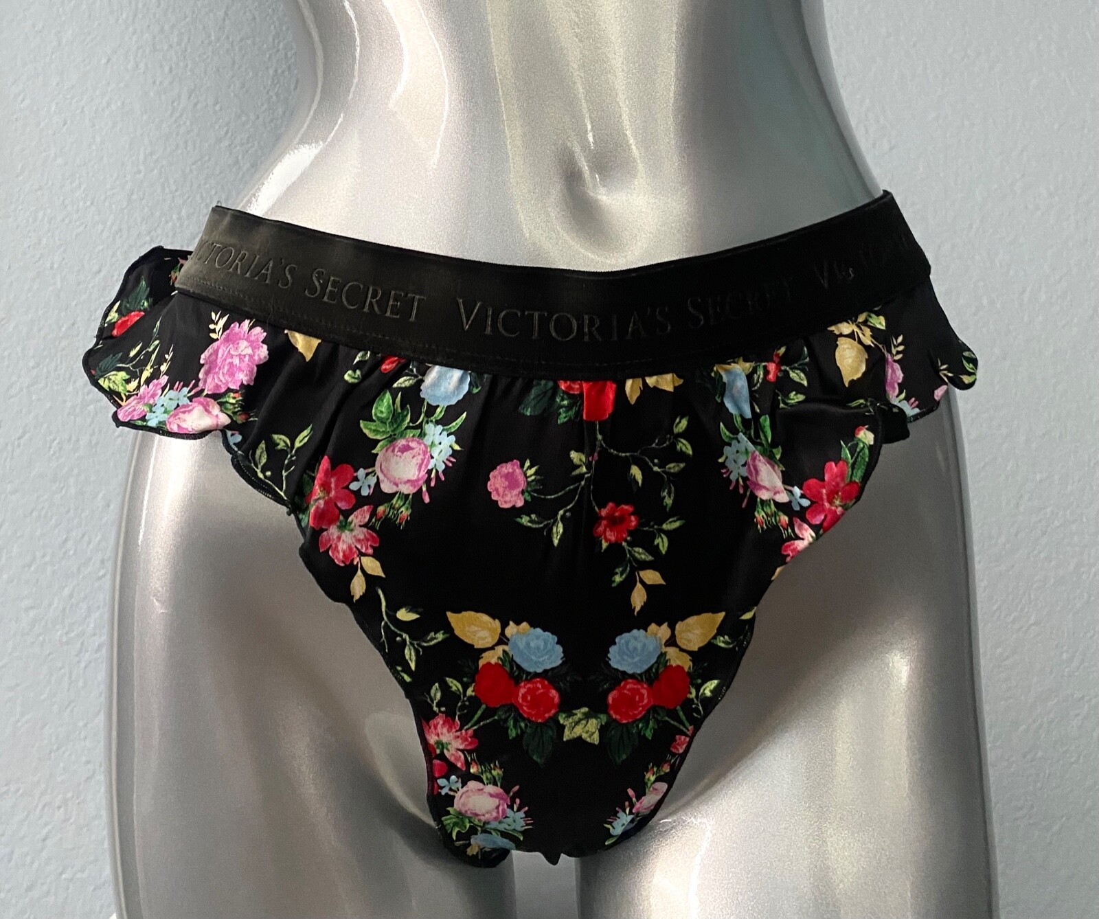 Victoria’s Secret Thong Panty Floral Ruffle Washable Silk High Leg S M L XL