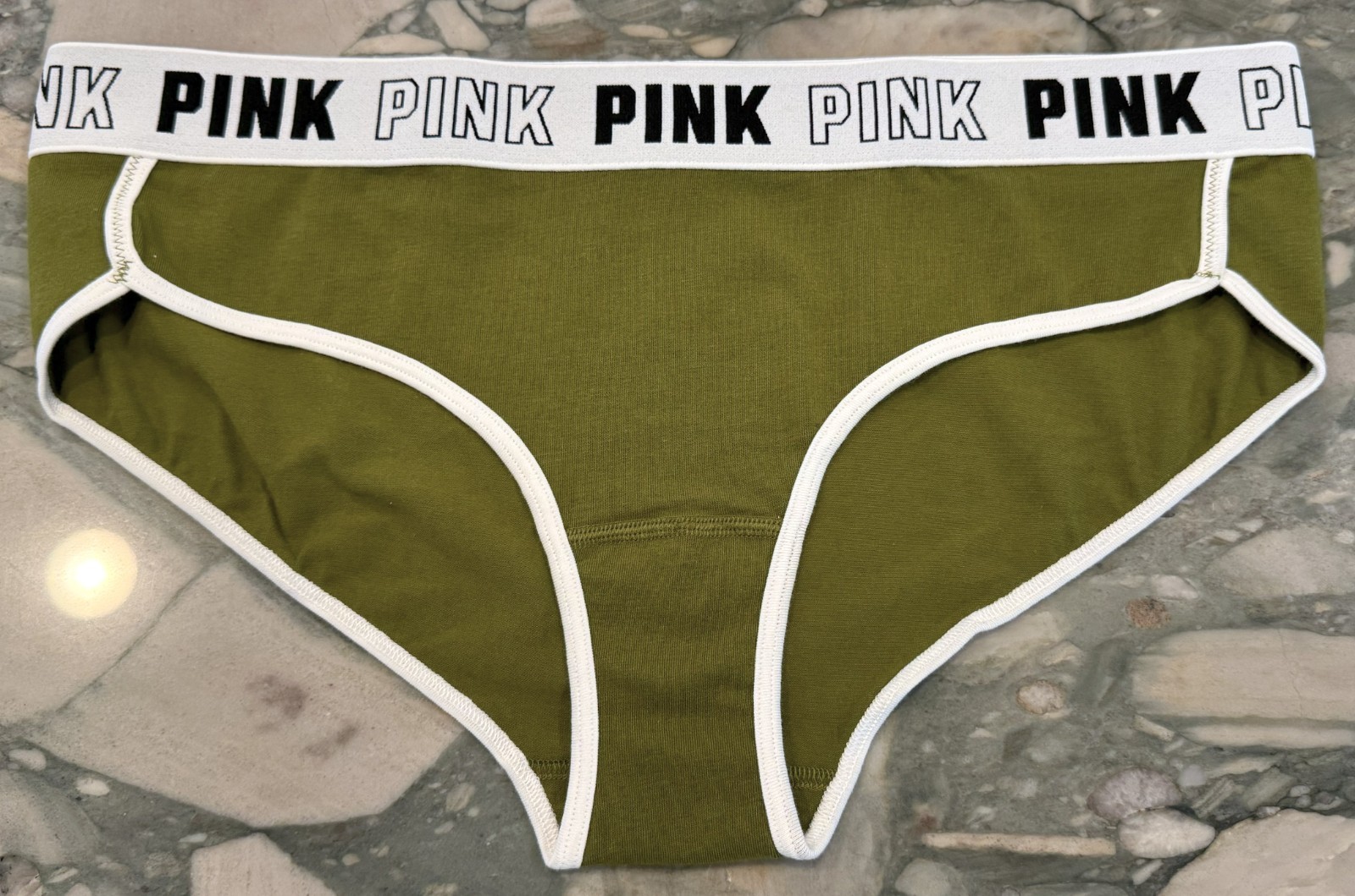 NEW Victoria Secret PINK Cotton BLOCK Logo Hipster Panty – Hazel Green – XL