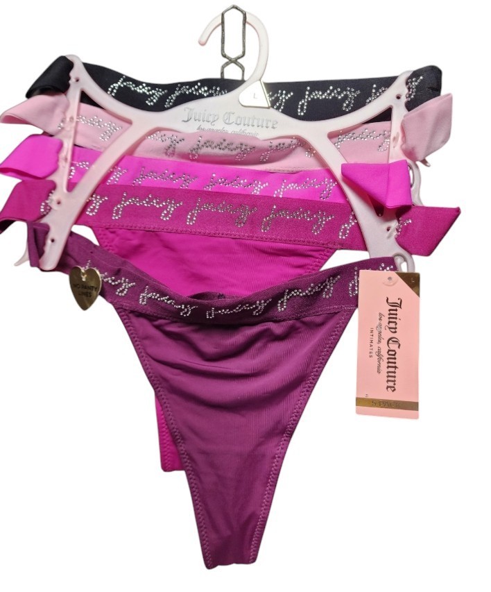 Juicy Couture Thong 5-Pack NWT Size L Cotton/Spandex Blend