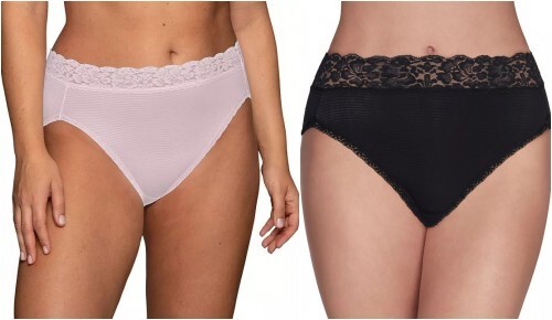 New 2 Pairs Vanity Fair Flattering Lace Purple & Black Panties 13280 Sz 6 M NWT