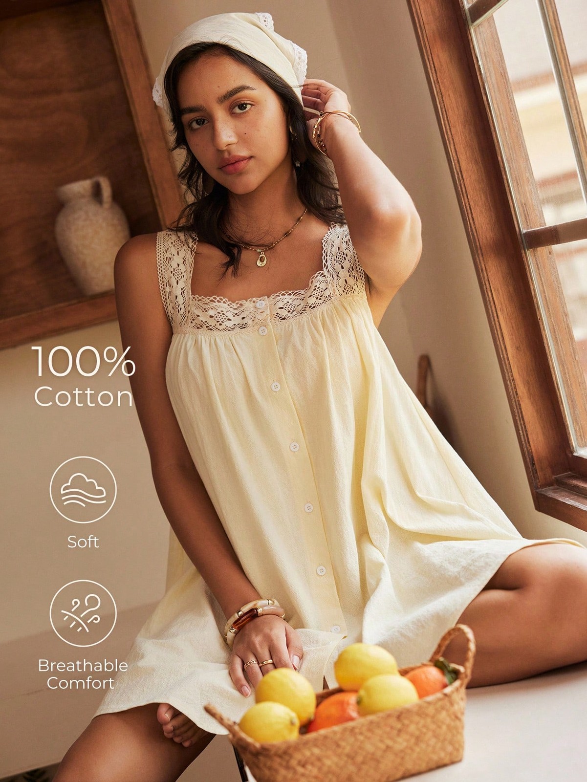 Bohemian style strappy dress for women comfortable nightdress in yellow cheap 24