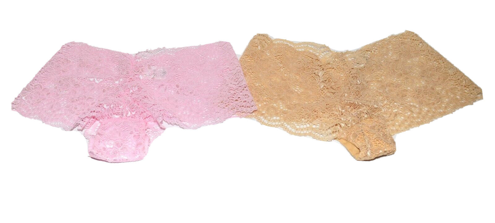 Isaac Mizrahi 2 Pairs Beige and Pink Floral Lace Hipster Panties Size PS NWOT