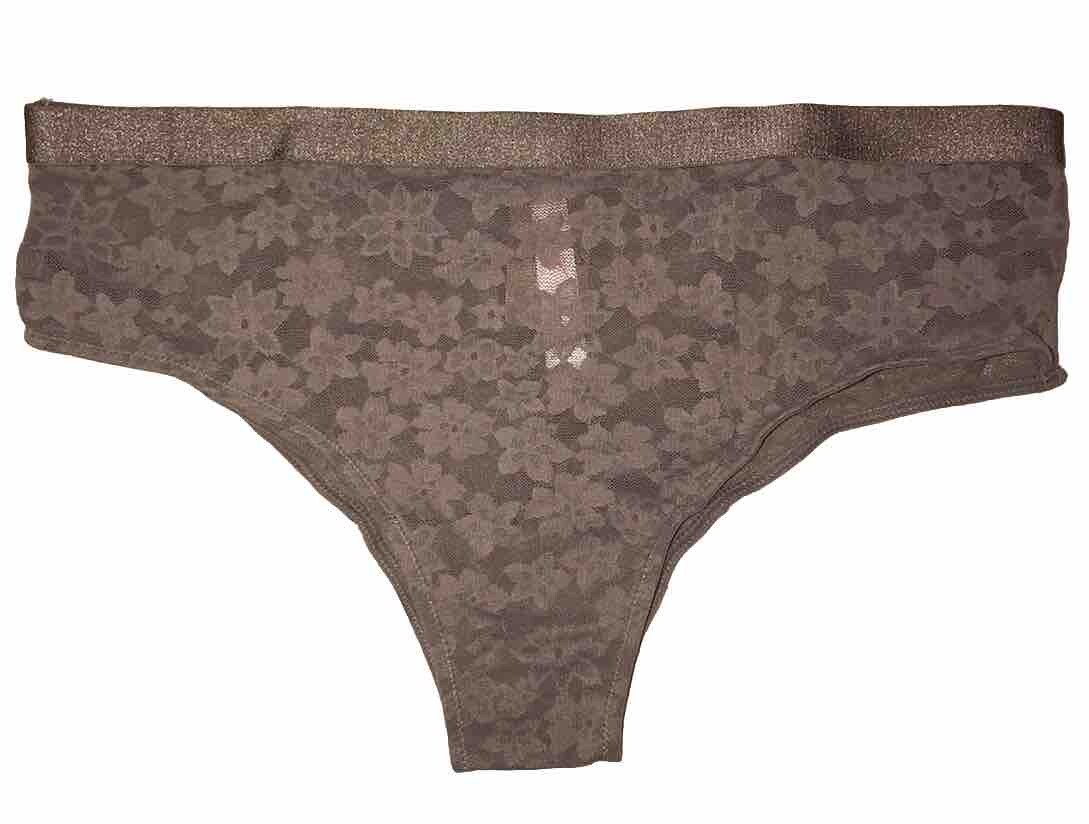 PINK Vicftoria’s Secret Size Medium Taupe Lace Cheekster New
