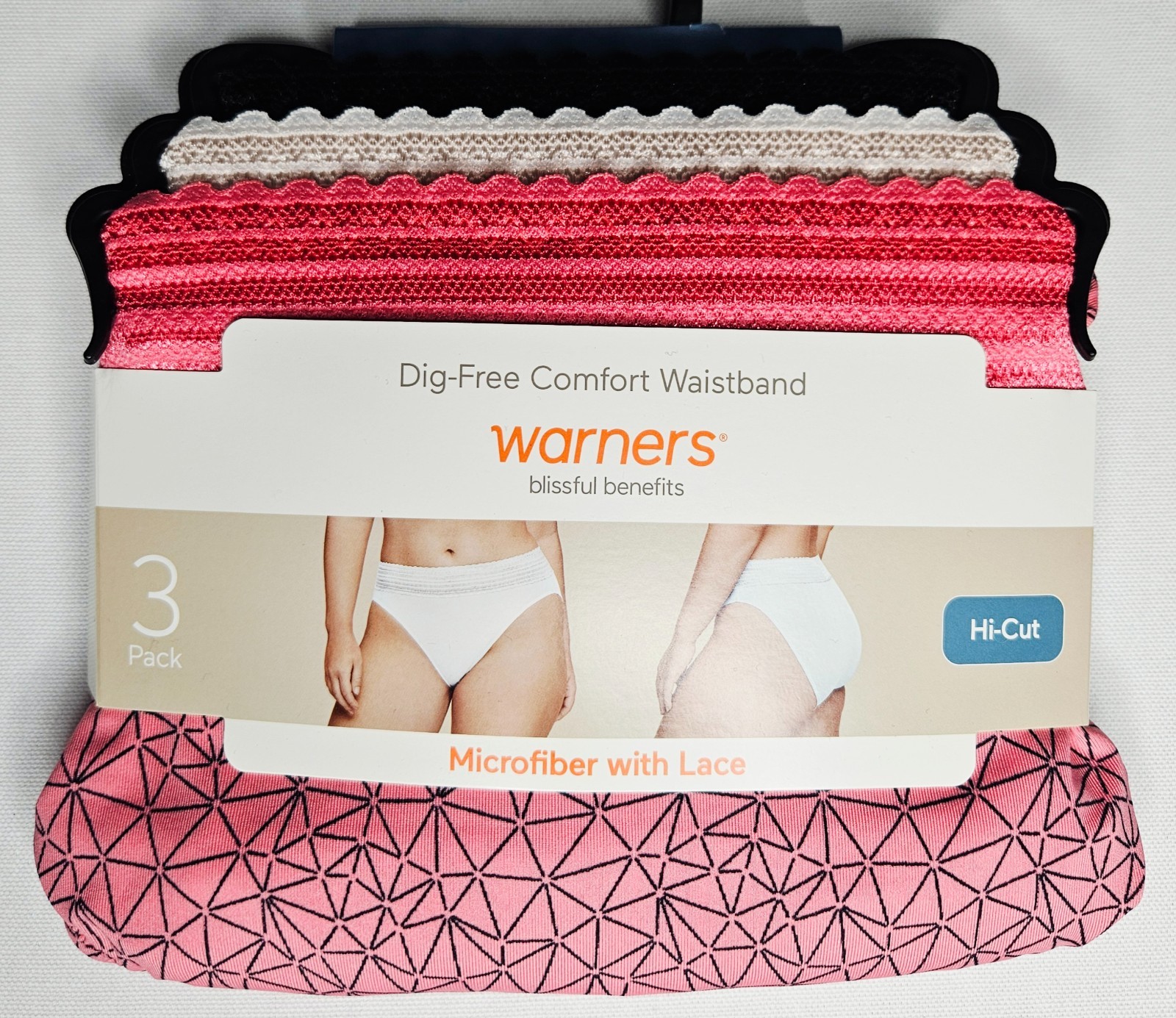 Warner’s Women’s Plus Blissful Benefits Microfiber Lace Hi-Cut Panties 3pk 3XL