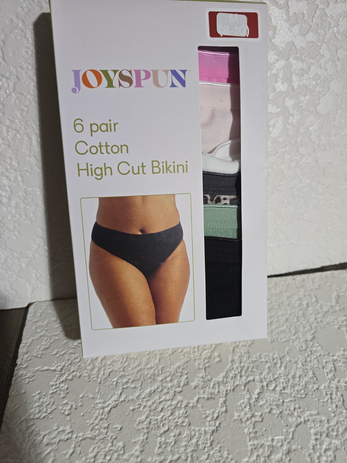 6 PAIR JOYSPUN COTTON HIGH CUT BIKINI PANTIES TAG FREE MATERIAL SZ L (12-14)