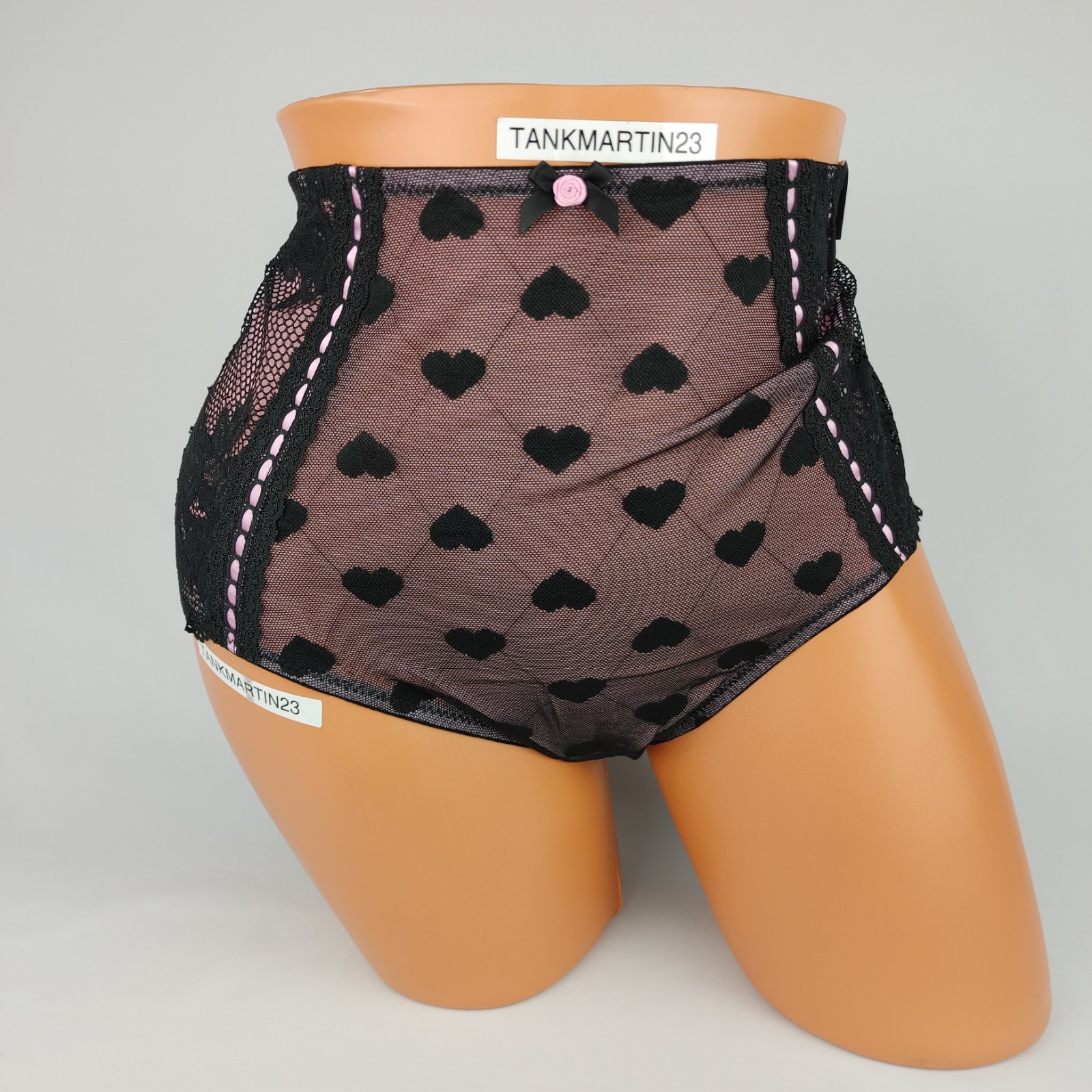 LANE BRYANT CACIQUE FULL BRIEF 18/20 PANTY PLUS BLACK W/ PINK SEXY HEARTS